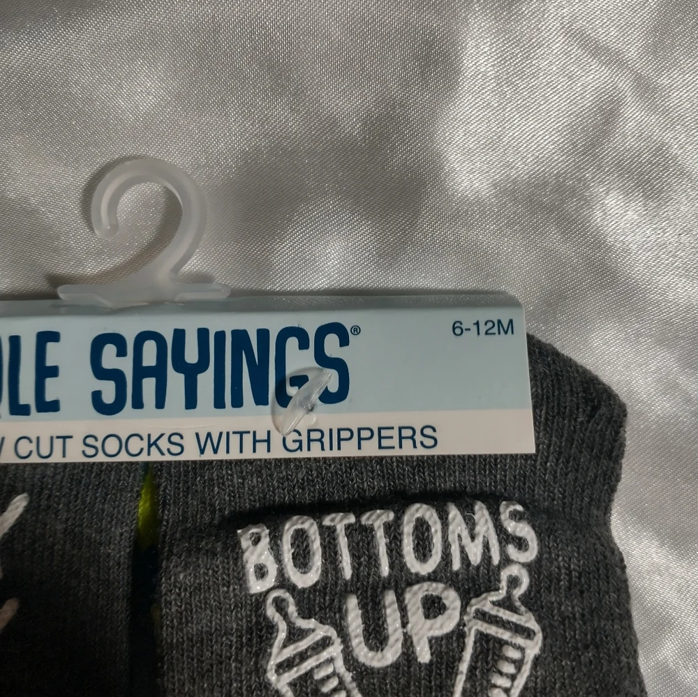 Sole Sayings Baby (6-12mo) Socks w/ Grippers - 3 Pairs